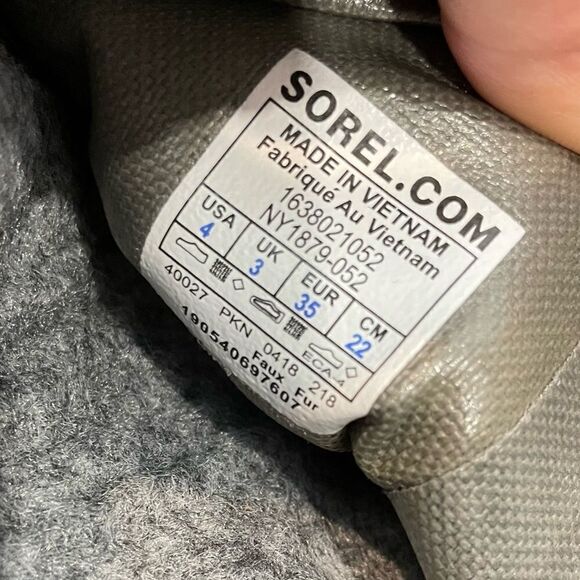 Sorel YOUTH YOOT PAC NYLON BOOT Waterproof Snow Boots in Gray Blue Sherpa Wool - Picture 12 of 12